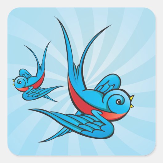 Rockabilly Tattoo Swallow Bird Stickers (Voorkant)