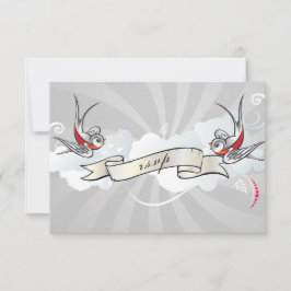 Rockabilly Tattoo Swallows RSVP Receptie kaart