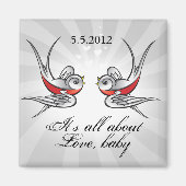 Rockabilly Tattoo Swallows Save the Date Bruiloft Magneet (Voorkant)