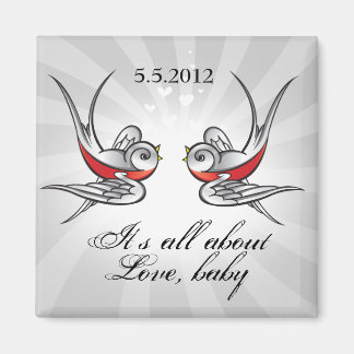 Rockabilly Tattoo Swallows Save the Date Bruiloft Magneet
