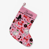 Rockabilly thema Roze Retro 50s Patroon Kleine Kerstsok (Voorkant (Hangend))