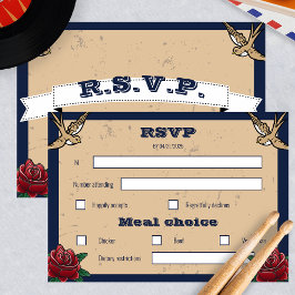Rockabilly Ticket Rock and Roll Bruiloft RSVP Kaartje
