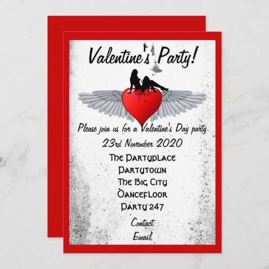 Rockabilly valentijnen partij kaart (Voorkant / Achterkant)