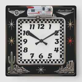 Rockabilly Vierkante Klok