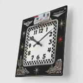 Rockabilly Vierkante Klok (Hoek)