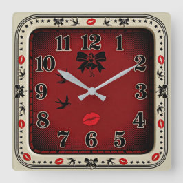Rockabilly Vierkante Klok