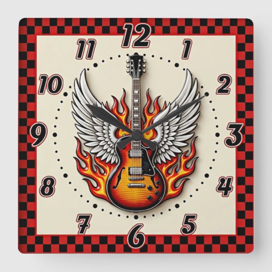 Rockabilly Vierkante Klok (Voorkant)