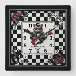 Rockabilly Vierkante Klok