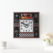 Rockabilly Vierkante Klok (Huis)