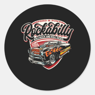 Rockabilly Vintage Auto Lover Classic Car Ronde Sticker