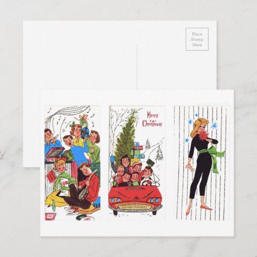 rockabilly vintage feestdagenkaart (Voorkant / Achterkant)