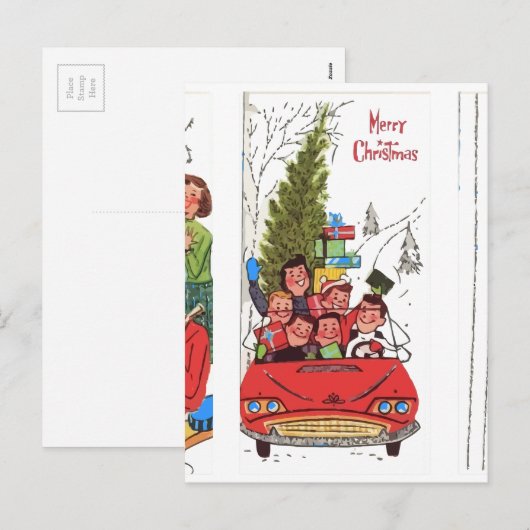 rockabilly vintage feestdagenkaart (Voorkant / Achterkant)