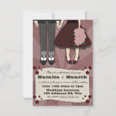 Rockabilly Wedding, 3,5x5 bruiloft Kaart (Voorkant)