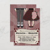 Rockabilly Wedding, 3,5x5 bruiloft Kaart (Voorkant / Achterkant)