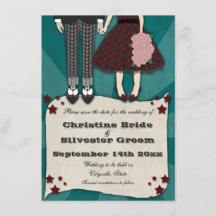 Rockabilly Wedding, 4.5x6.25 behalve de datum Save The Date