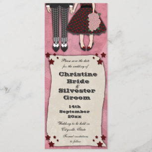 Rockabilly Wedding, 4x9.25 behalve de datum Save The Date
