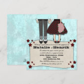 Rockabilly Wedding, 5,25x5,25 verloving Kaart (Voorkant / Achterkant)