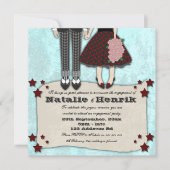 Rockabilly Wedding, 5,25x5,25 verloving Kaart (Voorkant)