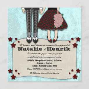 Rockabilly Wedding, 5,25x5,25 verloving Kaart