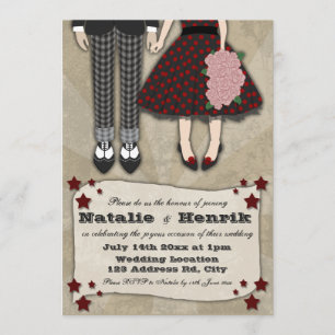 Rockabilly Wedding, 5 x 7 bruiloft Kaart