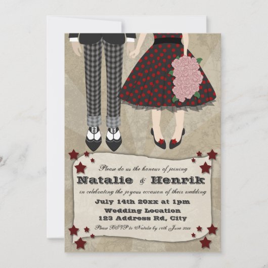 Rockabilly Wedding, 5x7 bruiloft * Kaart (Voorkant)