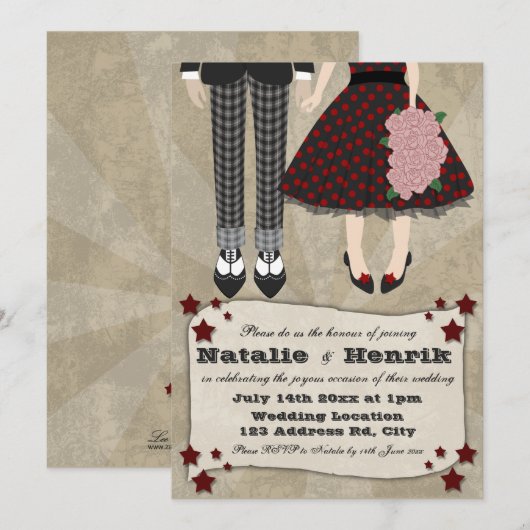 Rockabilly Wedding, 5x7 bruiloft * Kaart (Voorkant / Achterkant)