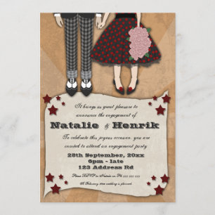 Rockabilly Wedding, 5x7 verloving Kaart
