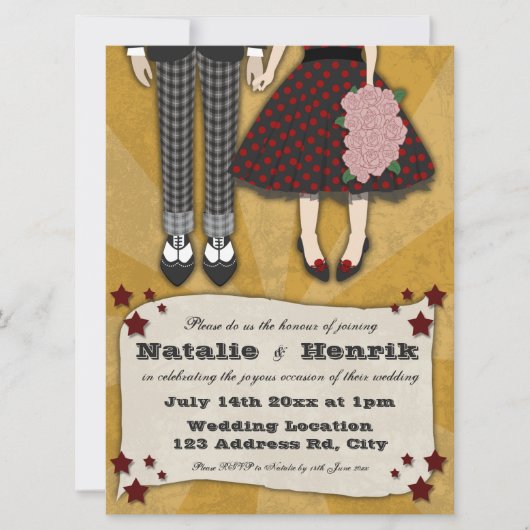 Rockabilly Wedding, 6.5x8.75 bruiloft Kaart (Voorkant)