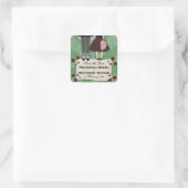 Rockabilly Wedding, bewaar de datum Vierkante Sticker (Tas)