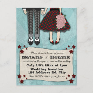 Rockabilly Wedding, bruiloft van 4,25 x 5,5 Kaart