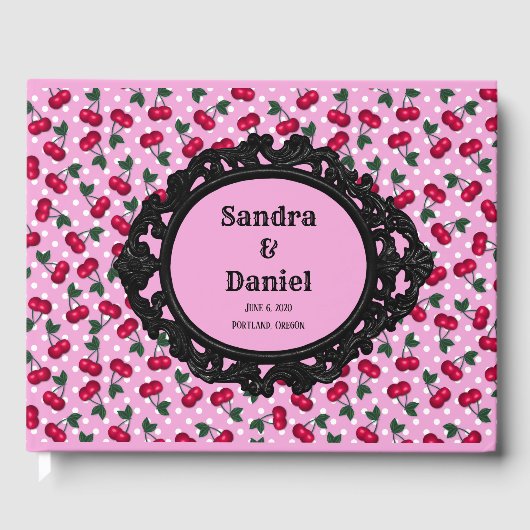 Rockabilly Wedding Guest Book Kersen Gastenboek (Voorkant)