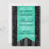 Rockabilly Wedding Invitation Grey & Black Stripes Kaart (Voorkant)