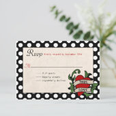Rockabilly Wedding RSVP Kaartje (Staand voorkant)