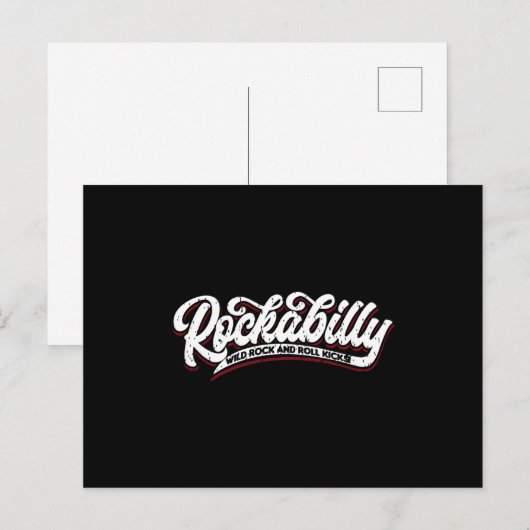 Rockabilly Wild Rock N Roll - Typo - neg Briefkaart (Voorkant / Achterkant)