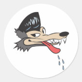 Rockabilly Wolf Ronde Sticker (Voorkant)