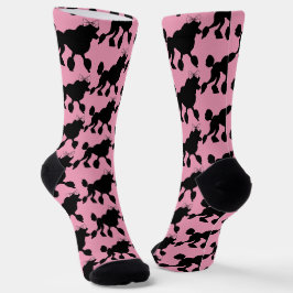 Rockabilly Zwarte Poedels op Roze Sokken
