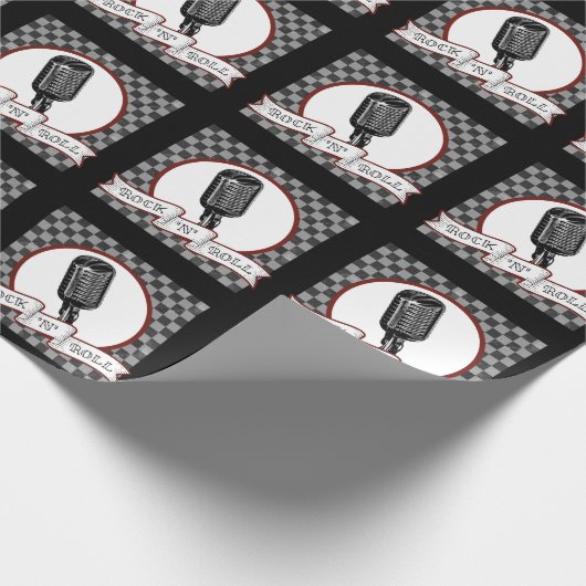 Rockable Pin Up & Roll Retro Microphone Cadeaupapier (Hoek)