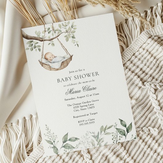 Rockabye Baby Greenery Baby shower Uitnodiging