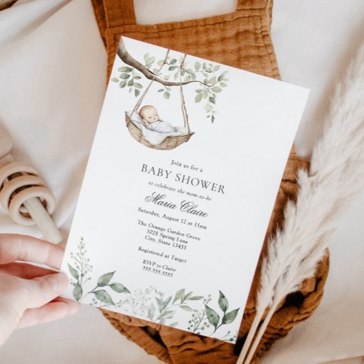 Rockabye Baby Greenery Baby shower Uitnodiging