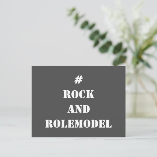 #RockandRolemodel - White Editable. Briefkaart (Staand voorkant)