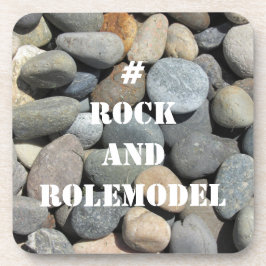 #RockandRolemodel - Wit op Rocks bewerkbaar. Bier Onderzetter