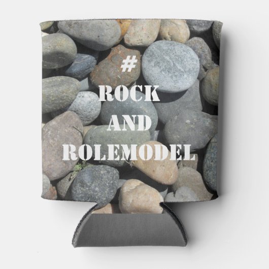#RockandRolemodel - Wit op Rocks bewerkbaar. Blikjeskoeler (Voorkant)