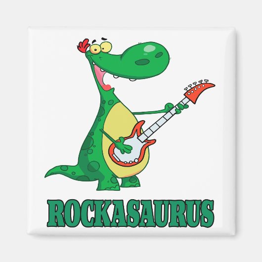rockasaurus rock n roll dino dinosaur.ai magneet (Voorkant)