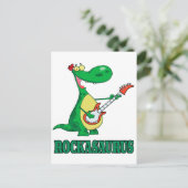 rockasaurus rock-'n-roll dino dinosaurus.ai briefkaart (Staand voorkant)