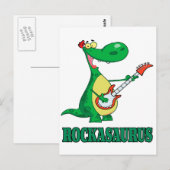 rockasaurus rock-'n-roll dino dinosaurus.ai briefkaart (Voorkant / Achterkant)