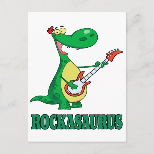 rockasaurus rock-'n-roll dino dinosaurus.ai briefkaart (Voorkant)