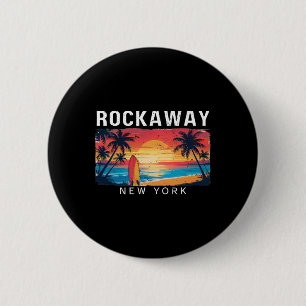 Rockaway Beach New York Mannen Vrouwen Surfen  Ronde Button 5,7 Cm