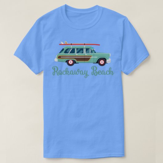 Rockaway Beach New York Retro Surf Wagon T-shirt (Design voorkant)