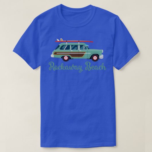 Rockaway Beach New York Retro Surf Wagon T-shirt (Design voorkant)