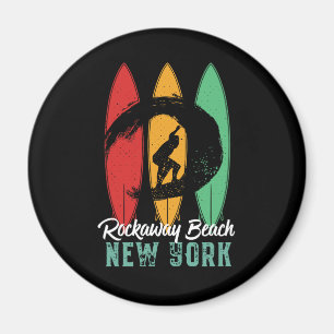 Rockaway Beach New York Retro Surfing Magneet
